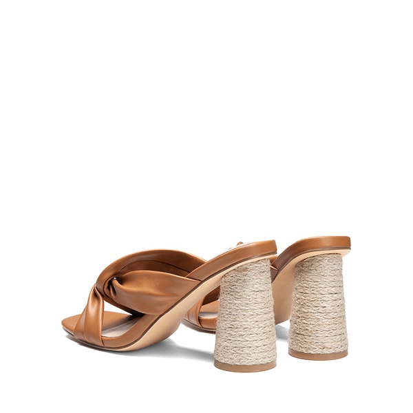 Square Toe Espadrille Heel Sandals - TAN - 5